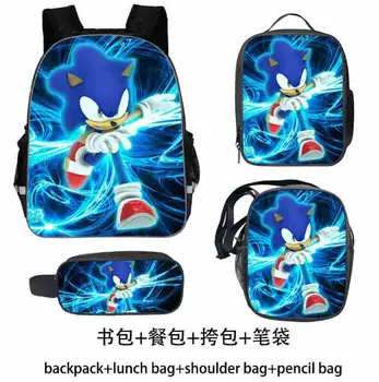 

Sonic School Bags Students School Backpack Super Mario Bros Fashion Surprise Gift Travel Rucksack 3pcs/se