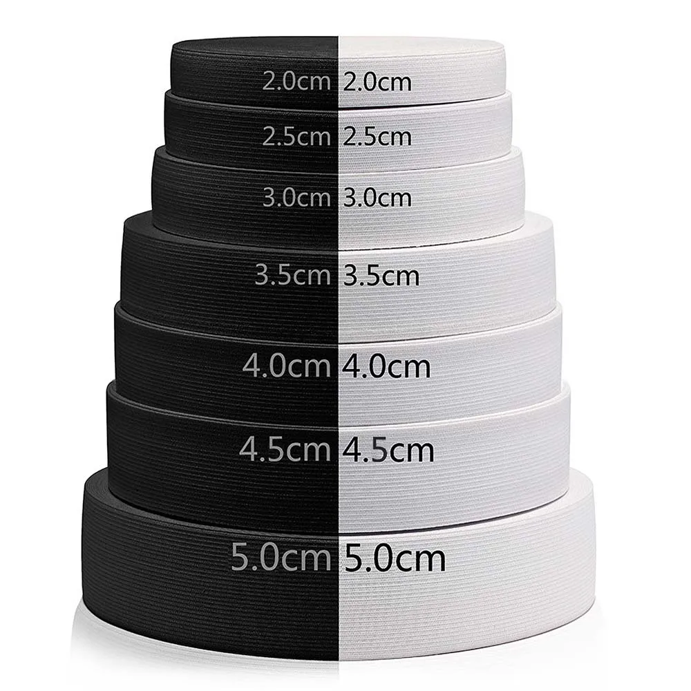 Bandas elásticas de nailon blanco y negro, accesorios de costura para pantalones, 4 metros, 8 metros, 15mm, 20mm, 25mm, 30mm, 35mm, 40mm, 45mm, 50mm