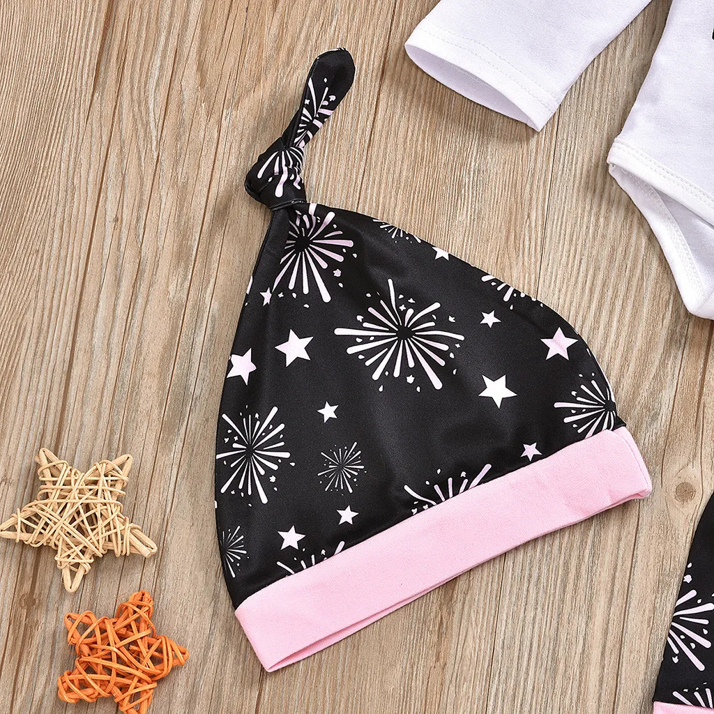 Infant Baby Girls New Year Letter Print Romper Pants Hats Hairband Outfits my first christmas newborn Baby Girl clothes