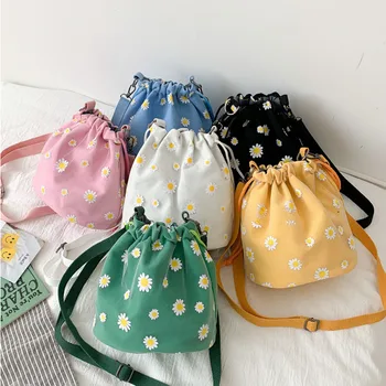 

Women's Flower Handbag Canvas bucket bag shoulder bag Crossbody Bags