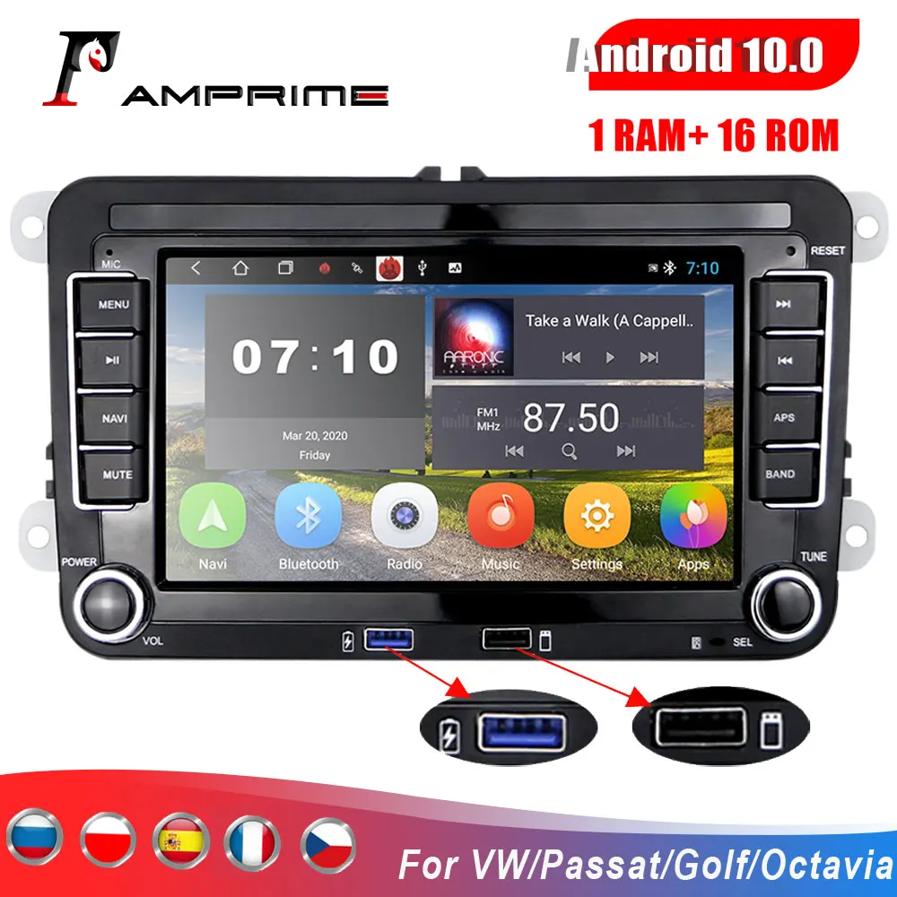 AMPrime Android 7 'Ƈ ГБ/2G RAM автомобильный мультимедийный плеер GPS навигация 2 din