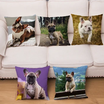 

Super Soft Short Plush Cute Pet French Bulldog Pillowcase for Sofa Home Car Decor Dog Cushion Cover Animal Pillow Case 45x45cm