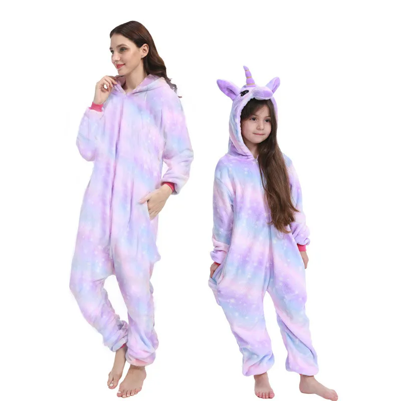 Кигуруми Новая Пижама волк взрослых животных Ститч панда Единорог Onesie для женщин дети пижама костюм Зима Косплей костюмы одежда для сна