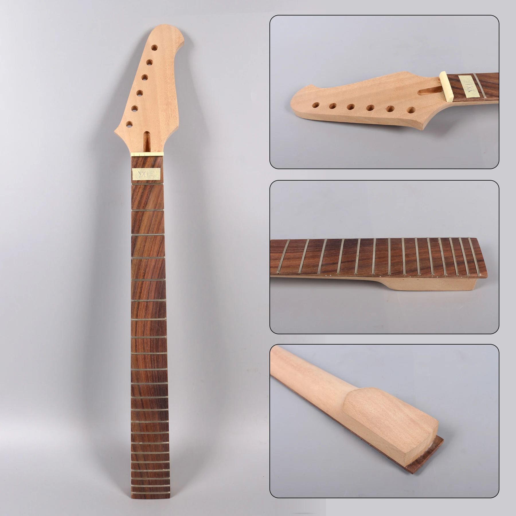 

Unfinished 22Fret 25.5in Electric Guitar Neck Mahogany+Rosewood Fingerboard Hand-made