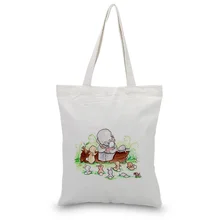 Холщовая Сумка-тоут слон и сумка с кроликом на заказ Печать текстовый логотип DIY хозяйственная сумка экологическая многоразовая утилизация ежедневного использования