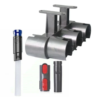 

2 Set for Dyson Vacuum Cleaner Tools: 1 Set Hanging Shelf Free Punching Storage Bracket & 1 Set Cleaning Brush Adaptor