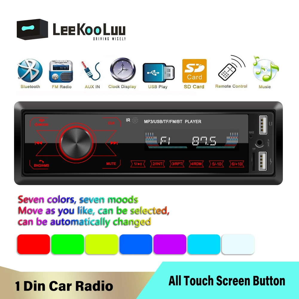 Автомагнитола LeeKooLuu 1DIN с сенсорным экраном 12 В USB FM MP3 плеер|Автомобильные