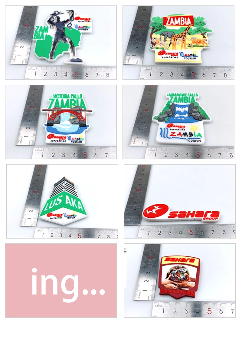 3D живописные сувениры для Замбия мягкие ПВХ магниты на холодильник продвижение подарки с логотипом на заказ доступны