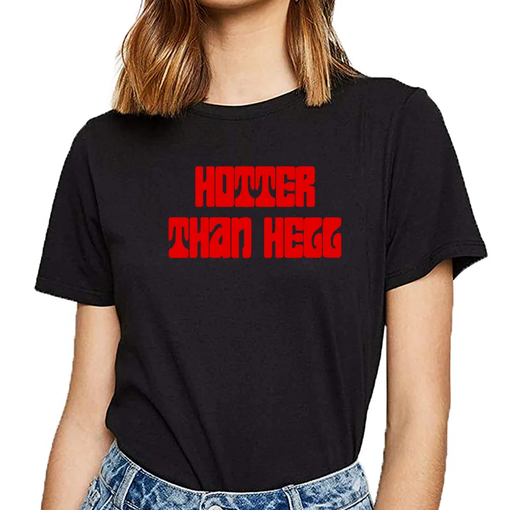 Tops T Shirt Women hotter than hell Summer Harajuku Custom Female Tshirt | Женская одежда