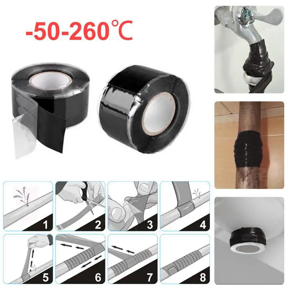 

5 ft/10 ft Extra Long Strong Silicone Rubber Sealant Tape Waterproof Stop Leaks Seal Repair Tape 40P