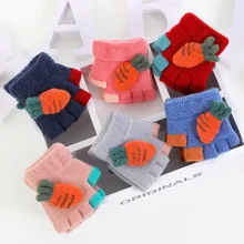 Мини-перчатки для младенцев; милые вязаные детские перчатки с объемными заячьими ушками; Утепленные перчатки для маленьких мальчиков и девочек