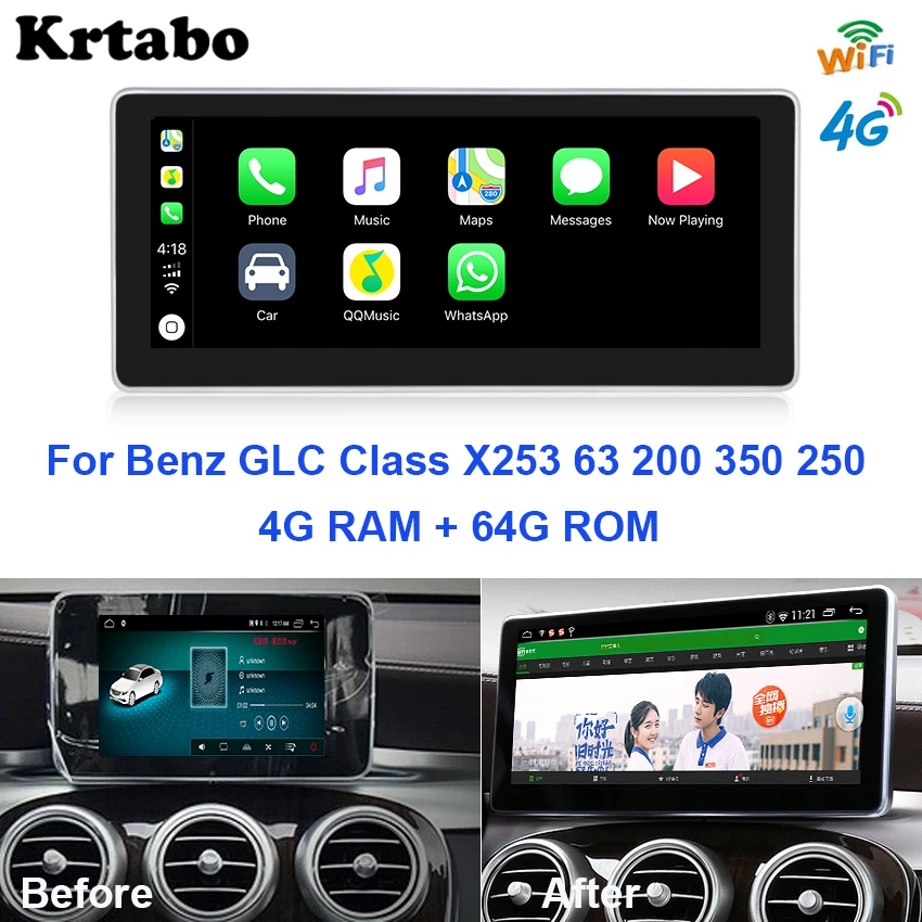 Krtabo Android мультимедийный плеер автомобильное радио навигация WIFI GPS для Mercedes Benz GLC