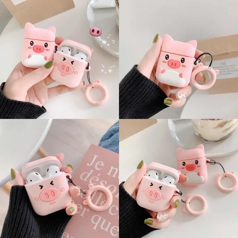 Для AirPods чехол Милые 3D Мультяшные наушники Kawaii для Airpods 1 2 TWS Мягкий защитный с