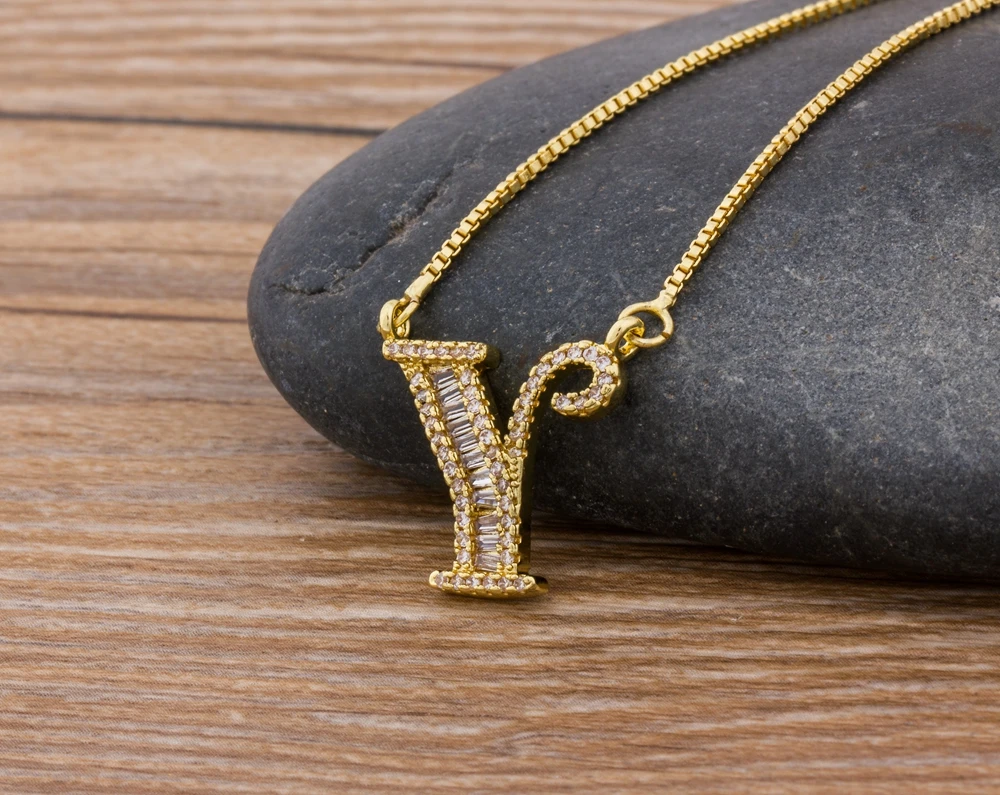 Роскошный золотой цвет A-Z 26 ожерелье с буквами CZ кулон для женщин милые инициалы имя ожерелье модные вечерние ювелирные изделия для свадьбы подарок