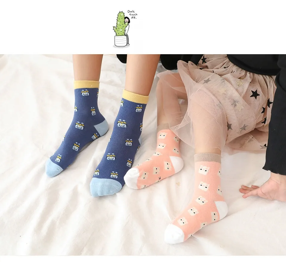 5 пар/лот, хлопковые детские носки зимние теплые носки для мальчиков и девочек, детские дизайнерские носки с рисунками животных для маленьких девочек и мальчиков