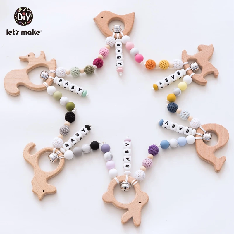 wooden animal rattle