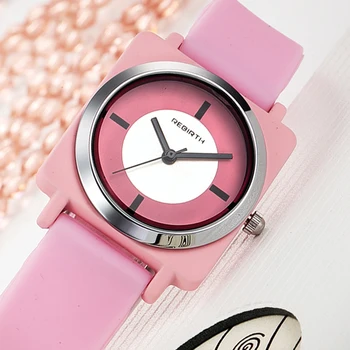 

REBIRTH Women's Watch 2019 Simple Wrist Watches Silicone Strap Ladies Watches Square Watch Women Clock relogio feminino saat
