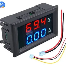 Мини цифровой вольтметр Амперметр постоянного тока 100 в 10 А Панель Ампер Вольт Напряжение измеритель тока тестер 0,5" синий+ красный двойной светодиодный дисплей