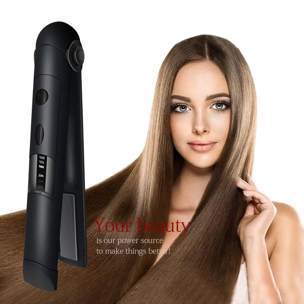 

Cordless Hair Straighteners Rechargeable Portable Hair Straightener & Curler with Digital LCD Display and Adjustable Temperature