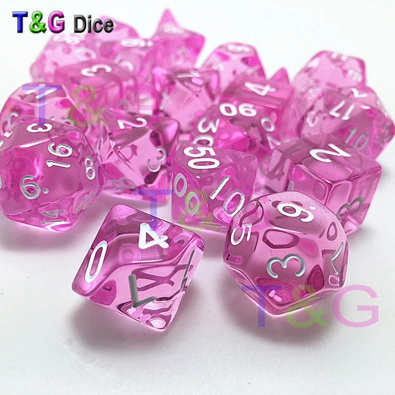 Оптовая продажа пластиковых прозрачных игральных костей 7 шт./лот D4 D6 D8 D10 D12 D20 DnD
