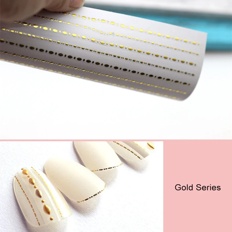 1 лист золотой серебряный металлический 3D стикер для ногтей кривая полоса линии наклейки для ногтей s клейкая полосовая лента линия наклейки для ногтей s наклейки