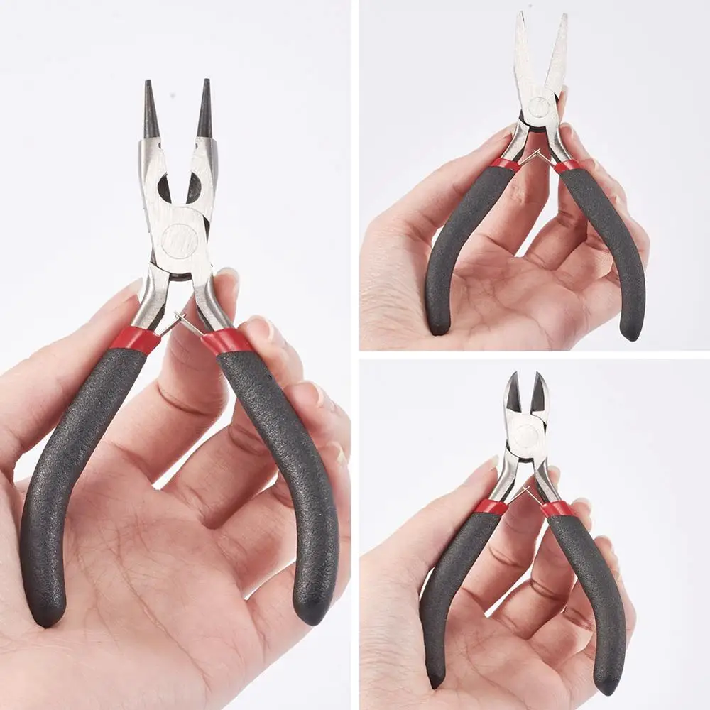 1pc/1set Jewelry Pliers DIY Tools for Jewelry Making Nose Plier Side Wire Cutter Polishing Carbon-Hardened Steel Black 10~15cm