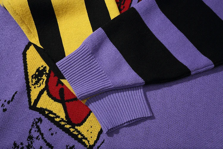 Модный Фиолетовый Пуловер в стиле хип-хоп, вязаный свитер, Мужская брендовая одежда, свитера, Свободное пальто, топы, свитера в стиле Харадзюку, Мужская Осенняя уличная одежда