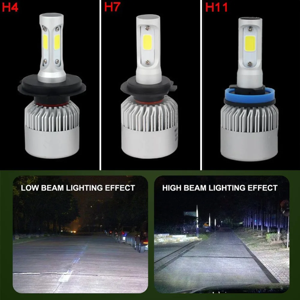 Bombilla LED para faros delanteros de coche, luces COB de 16000LM, 6000K, 12V, H4, H7, H11