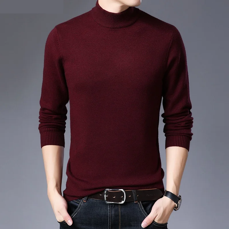 

Autumn winter sweater Men Half high collar long sleeve warm Knitted sweaters