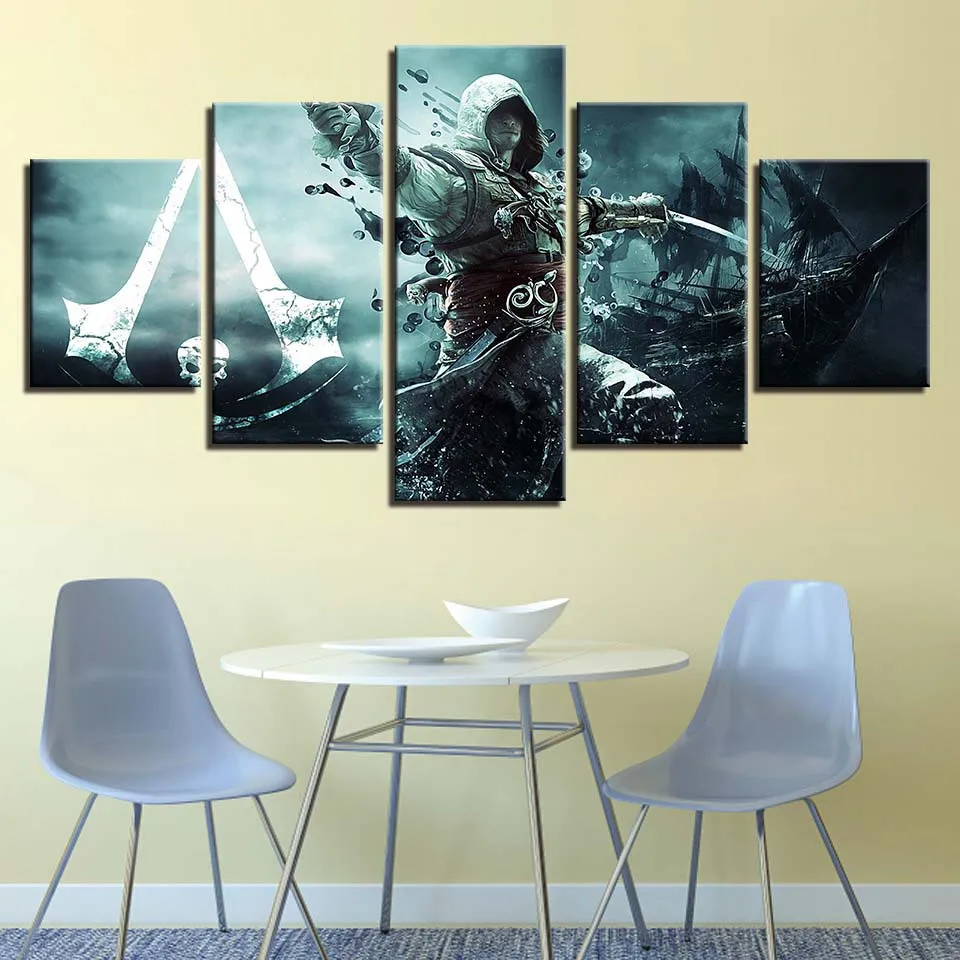 

Canvas Paintings Assassins Creed Multiple Connor War Wall Art Framework Home Decor 5 Pieces Print Decorative Picture Room 12