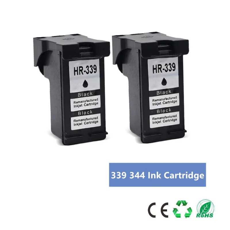 2Pk Black Совместимый 339 344 чернильный картридж для hp 339 для hp 344 для hp officejet 7210 7313 7410 Photosmart 2710 8450 принтер - Цвет: 2Pk Black