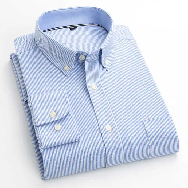 FGKKS, деловая Мужская рубашка, длинный рукав, однотонный, для мужчин, s, для работы, рубашки, модный квадратный воротник, повседневные мужские топы - Цвет: BlueWhite 1926-18