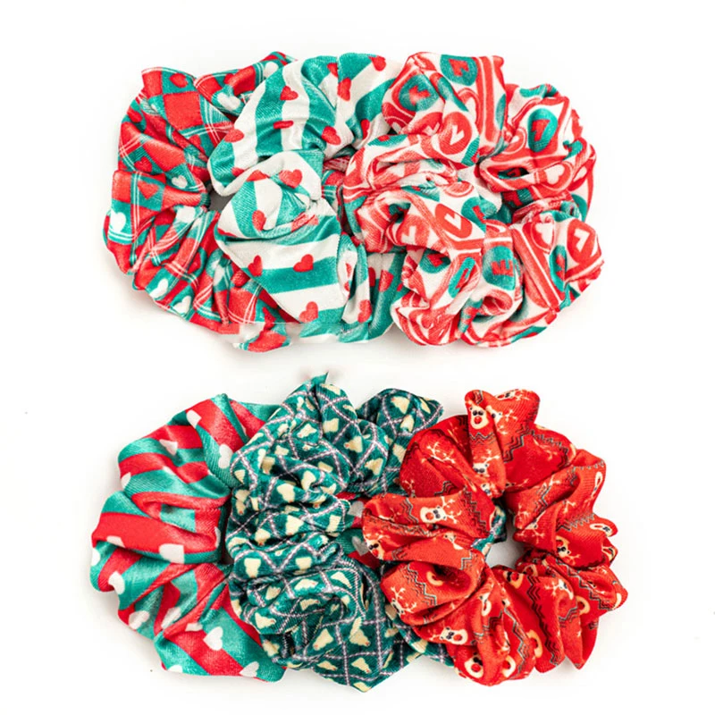 

Elastic Hair Bands Gold Velvet Flannel Hair Rope Xmas Ponytail Loving Christmas Hat little Elk Print Christmas Scrunchies