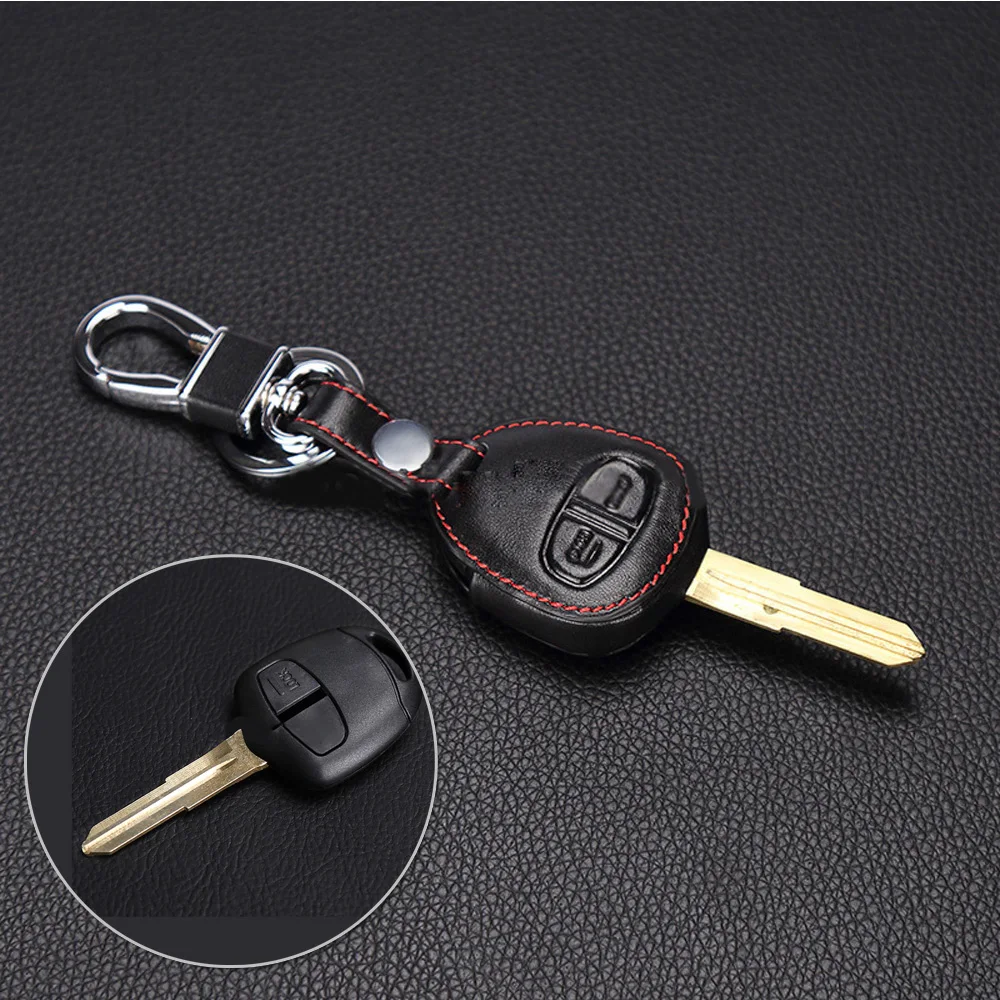 

Car Key Cover Case 2 Button Tag For Mitsubishi Outlander ASX Colt LANCER Leather