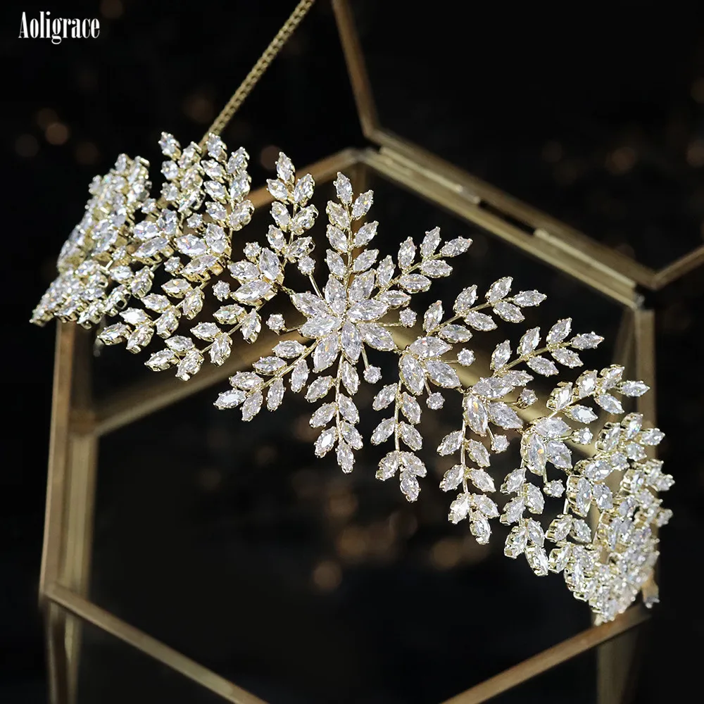 2022 Fashion Cubic Zirconia Soft Headband CZ Wedding Hairband for Women Diadem Bride Princess Headpiece Crowns Hair Accessories 