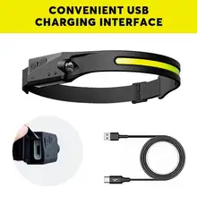 

IPX6 Induction COB Led Headlamp 5 Mode Headlamp Rechargeable USB Charging Adjustable Headband 230° Wide Headlight Led Headlamp