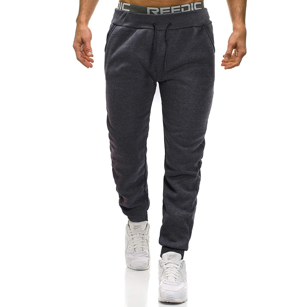 Pants Men Plain Color Drawstring Slacks Loose and Comfortable Fleece tight Men s Trousers 5