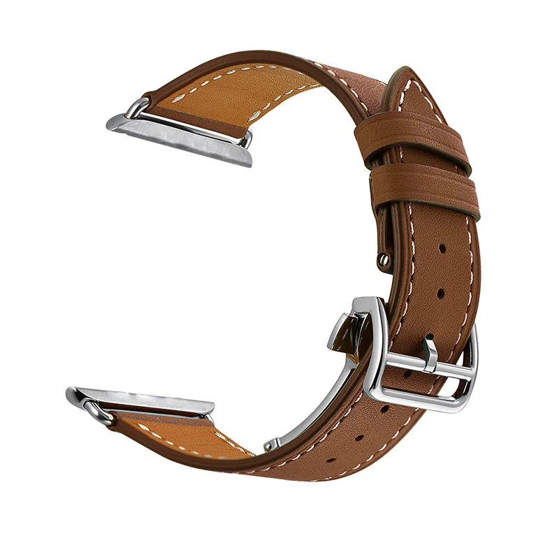 ALPQ роскошный ремешок из натуральной кожи для часов Apple Watch 4 3 2 1 браслет с застежкой-бабочкой для iWatch 44 мм 42 мм 40 мм 38 мм