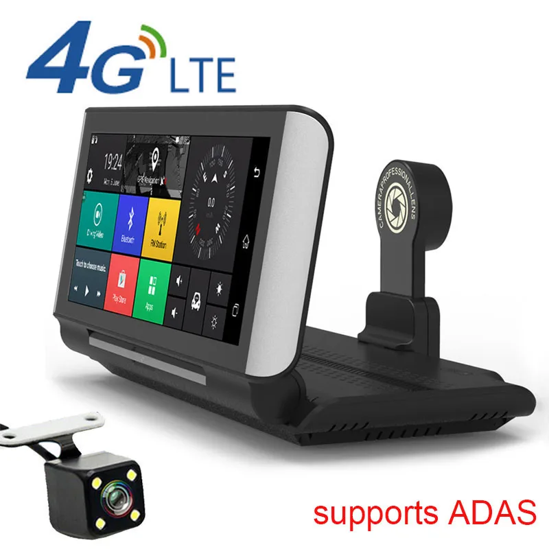 4G Автомобильный Семья 7 дюймов 4G Видеорегистраторы для автомобилей Камера gps FHD 1080P Android Dash Cam навигации ADAS автомобиля видео Регистраторы Двойной объектив обратный Камера - Название цвета: 4G