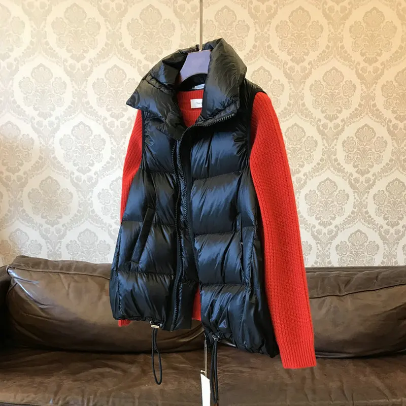 

Stylish Woman Puffer Vest Asymmetry Zipper Design Warm Puff Waistcoat Casual Adjustable Hem Design Padded Sleevelesss Outerwear