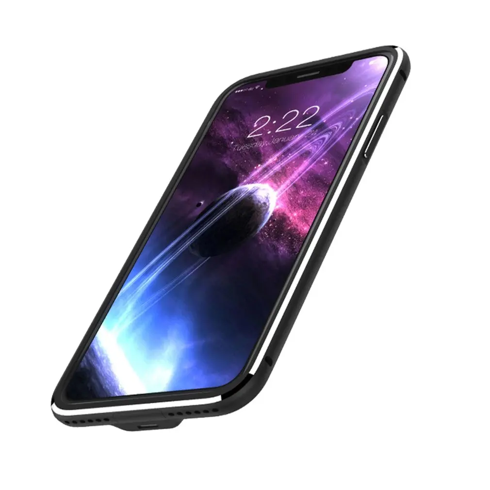 Wireless 5000mAh Back Clip Battery Charger Case Power Bank For iphone X Mobile Phone Holder Function Power Case with LED light