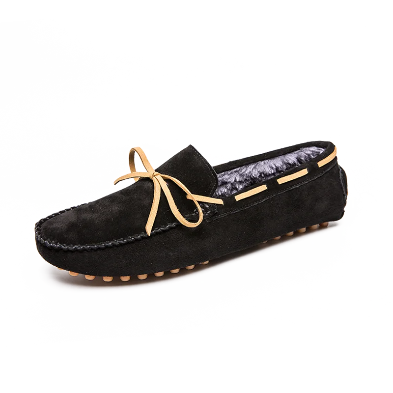 SYXY-779-2-black Прошитой подошве; теплые зимние плюшевые тапочки с большими Размеры 13 12 11 Для мужчин Лоферы мужская повседневная обувь на плоской платформе без шнуровки на мягкой подошве Замшевые Кожаные Мокасины, обувь для вождения коричневый - Цвет: SYXY-779-2-black