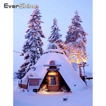 

Evershine Diamond Painting Winter Full Drill Square Cross Stitch Scenery Snow Mosaic Rhinestone Pictures 5D DIY Home Decoration