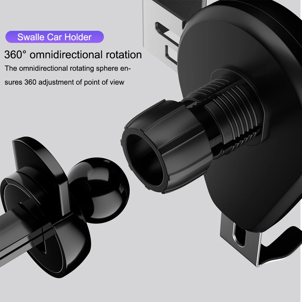 Автомобильный гравитационный держатель Swalle, беспроводное зарядное устройство для крепления на вентиляционное отверстие, gps Автомобильный держатель для мобильного телефона, умный держатель для iPhone XS, samsung