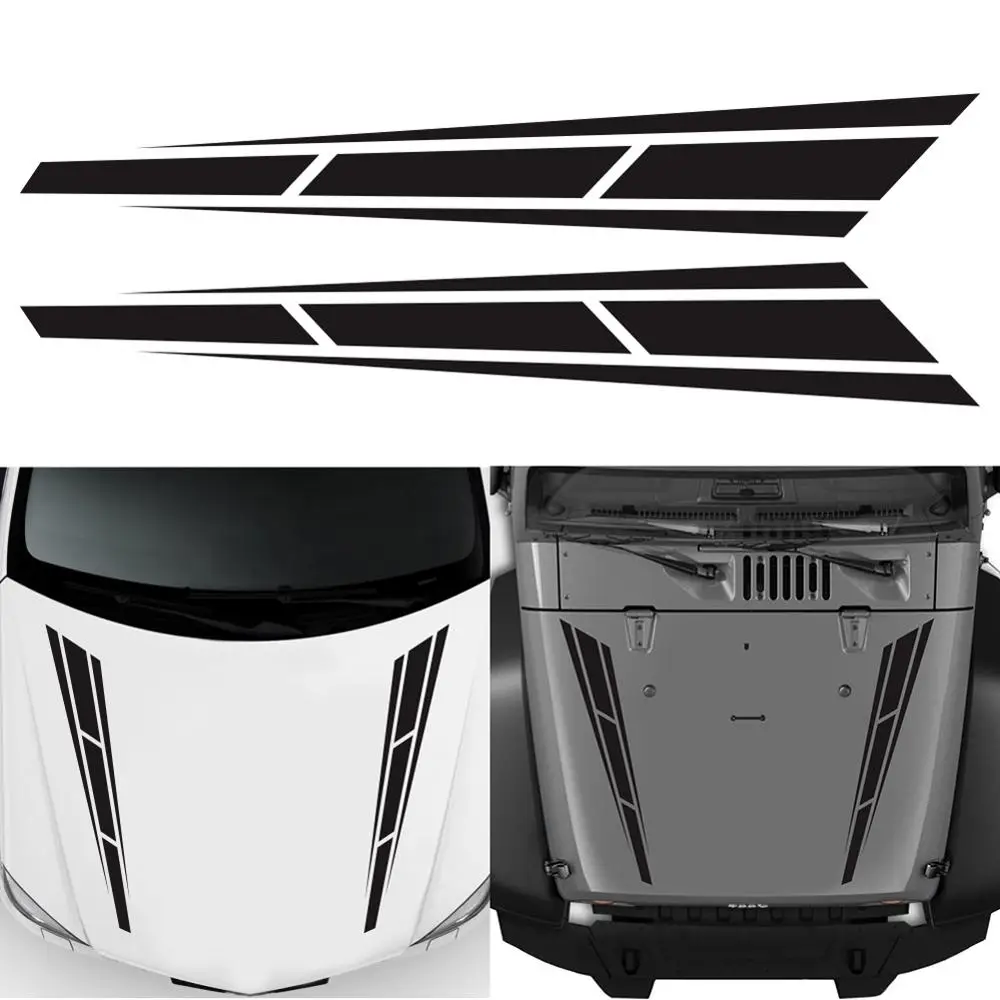 

New Coming Product Car Racing Stripes Black Vinyl Truck Hood Decal Front stickers 4.5 '' x 31.5 '' Wholesale Quick delivery CSV