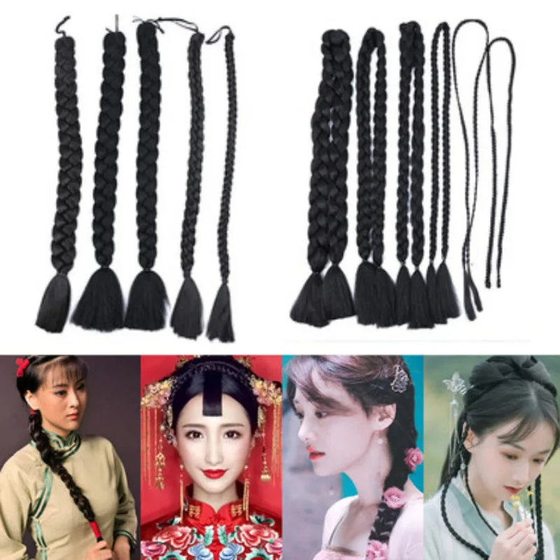 

long straigth synthetic braids bridal modeling, studio performance small twist two head braids