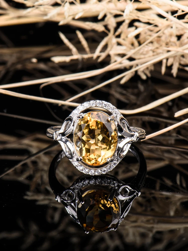 Натуральный цитрин жёлтый кристалл серебро 925 пробы драгоценные камни кольца для
