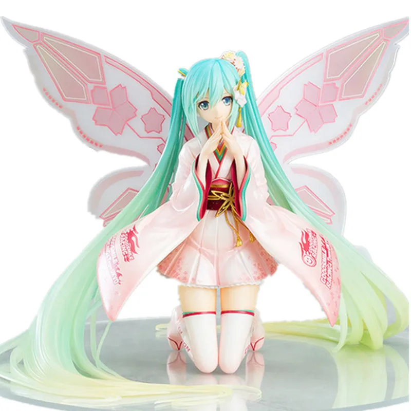 22cm Anime Action Figure Kimono Kneeling Kimono Hatsune Miku Butterfly