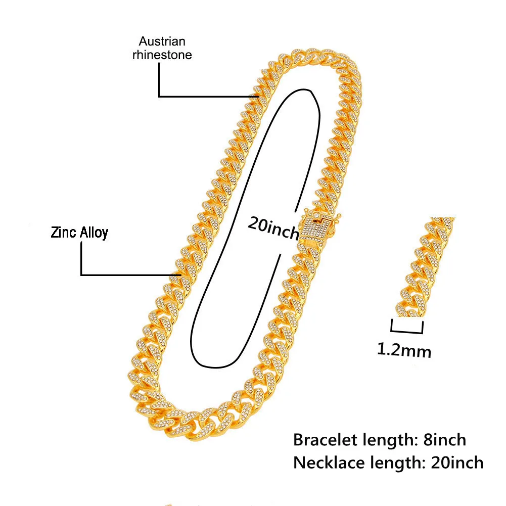 Iced Out per donna Hip Hop Miami Bling CZ cubano grande catena collana pavé strass oro orologio uomo_voghion.com