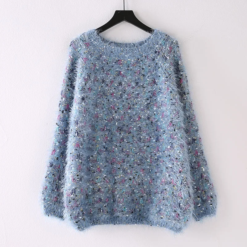 

Plush Velvet Pullover Sweater Women's Laziness-Style Thick Loose-Fit 2109 New Winter Color Point Tops Outer Wear Sweater Thick